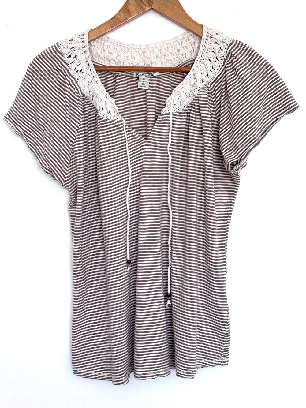 Lucky Brand Shirt Women’s XL Striped Cotton Short Sleeve Lightweight Top